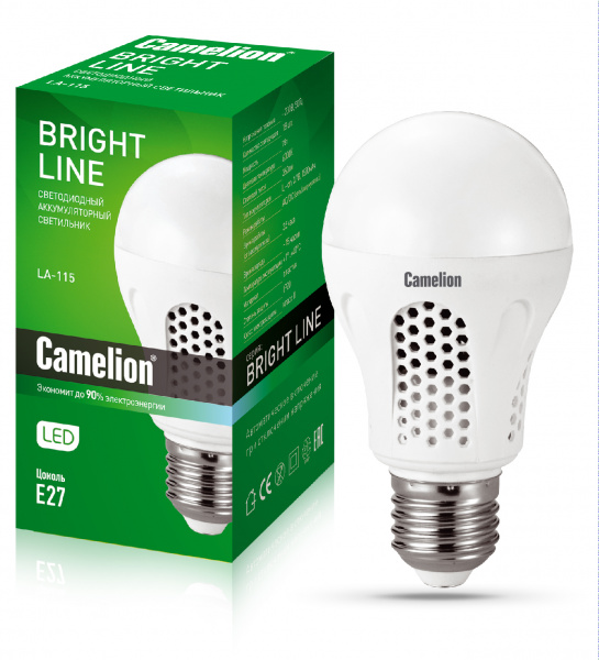 Лампа LED "Сamelion" аккумуляторная LA-115 (Св-к LED аккумуляторный с цоколем Е27, 18 LED, Li-ion, 220В)